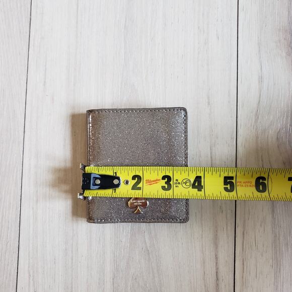 Kate Spade Wallet Stacy New York Gray Glitter Bug Compact Bifold Aurora Sparkly - Picture 5 of 8